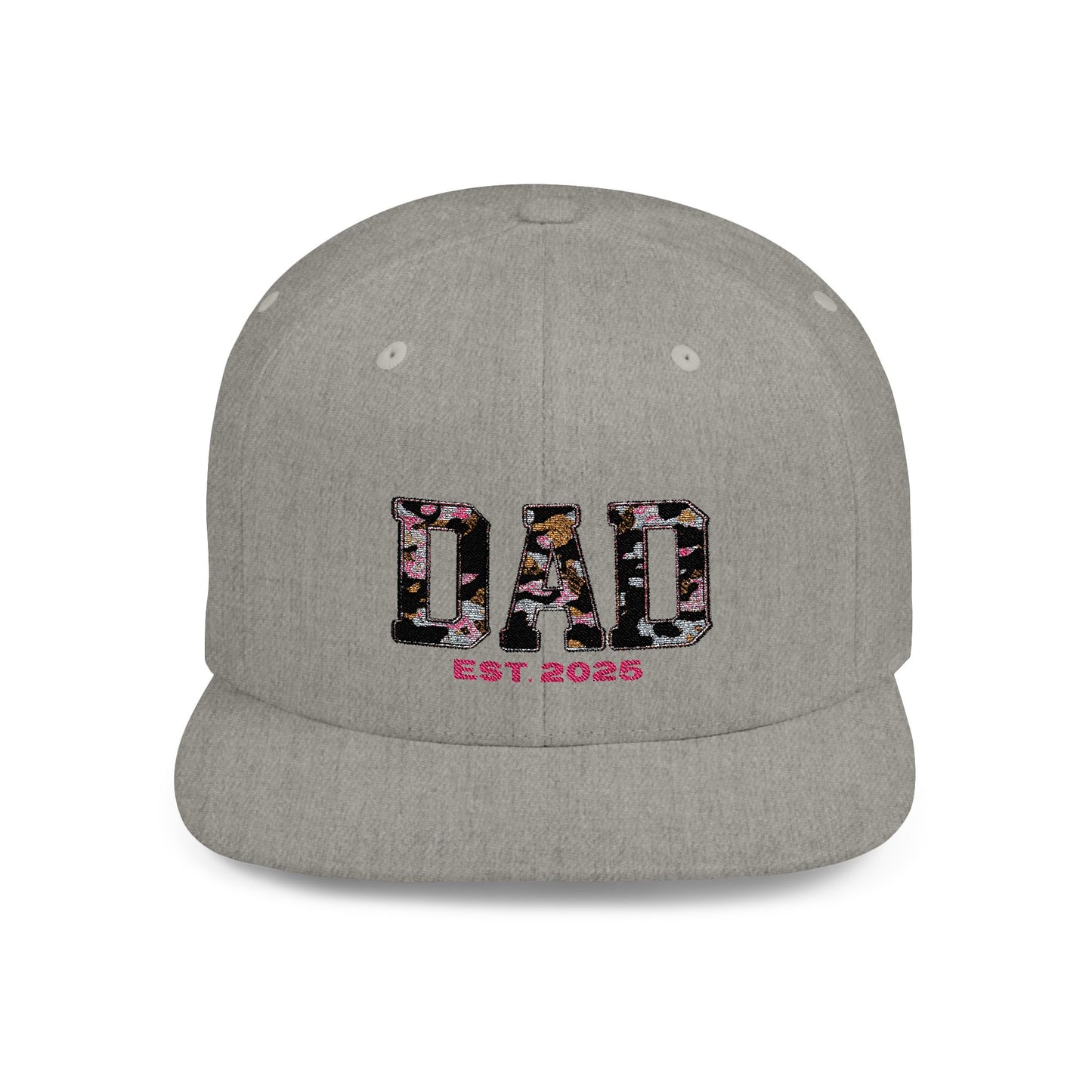 Flat Bill Snapback Cap - Dad Fathers Day Birthday New Baby Personalize Gift, Add Childs Name, Holiday Hat
