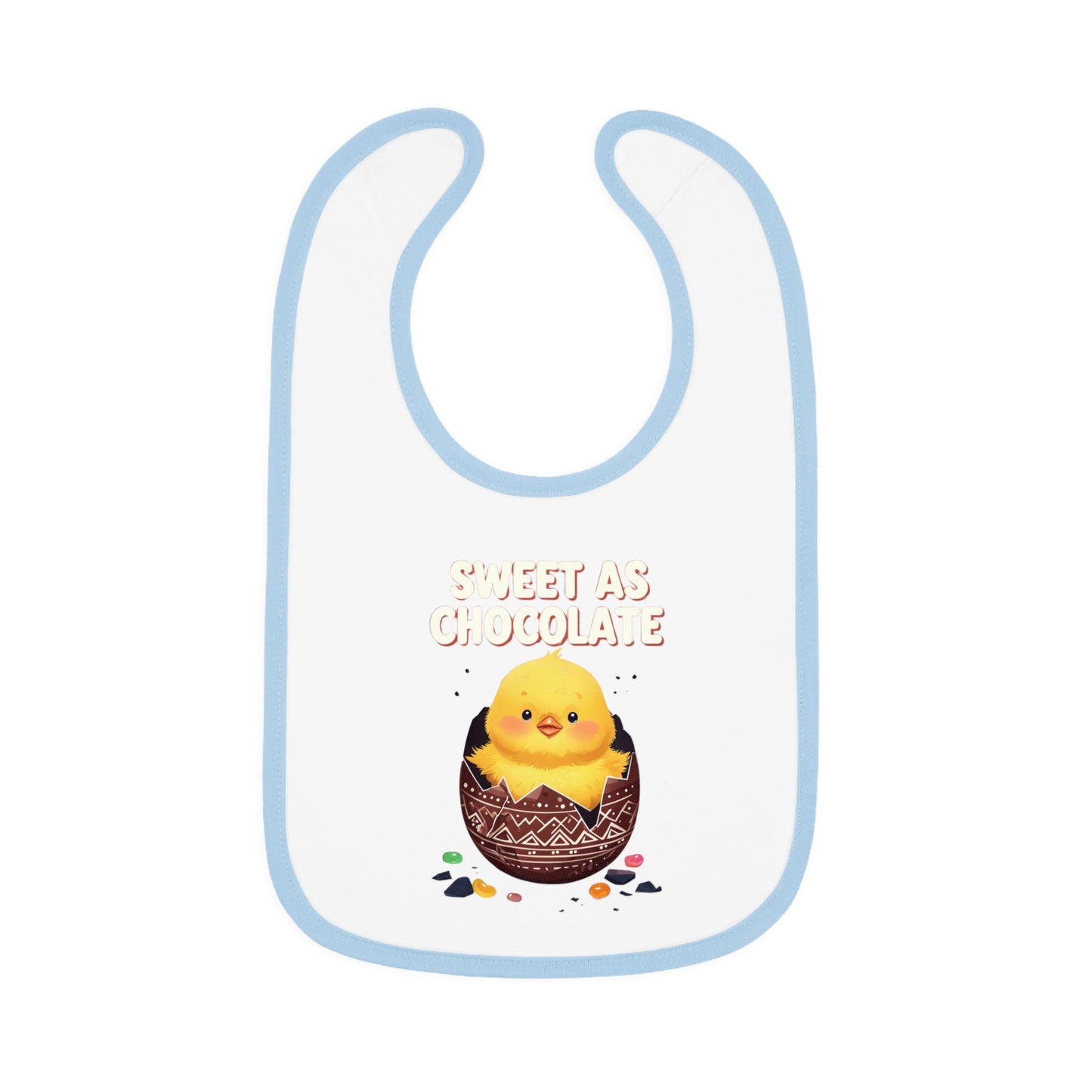 Sweet As Chocolate Baby Bib - Cute Contrast Trim Bib for Mess-Free Feeding