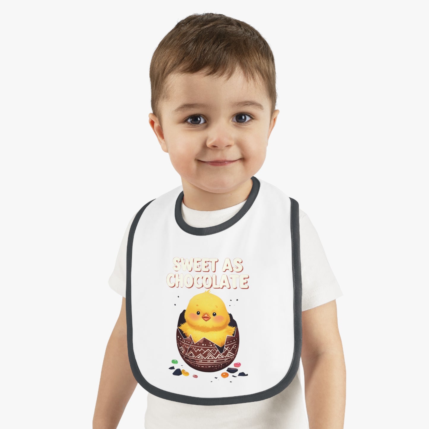 Sweet As Chocolate Baby Bib - Cute Contrast Trim Bib for Mess-Free Feeding