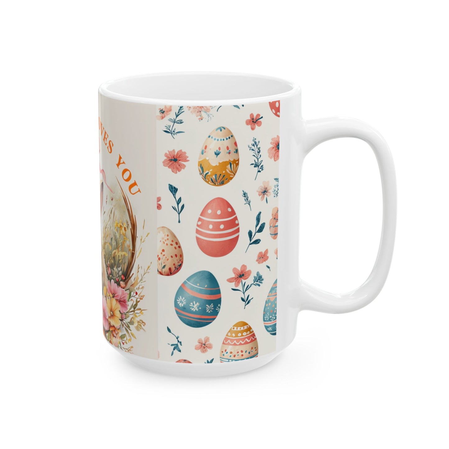 Somebunny Loves You Floral Easter Ceramic Mug