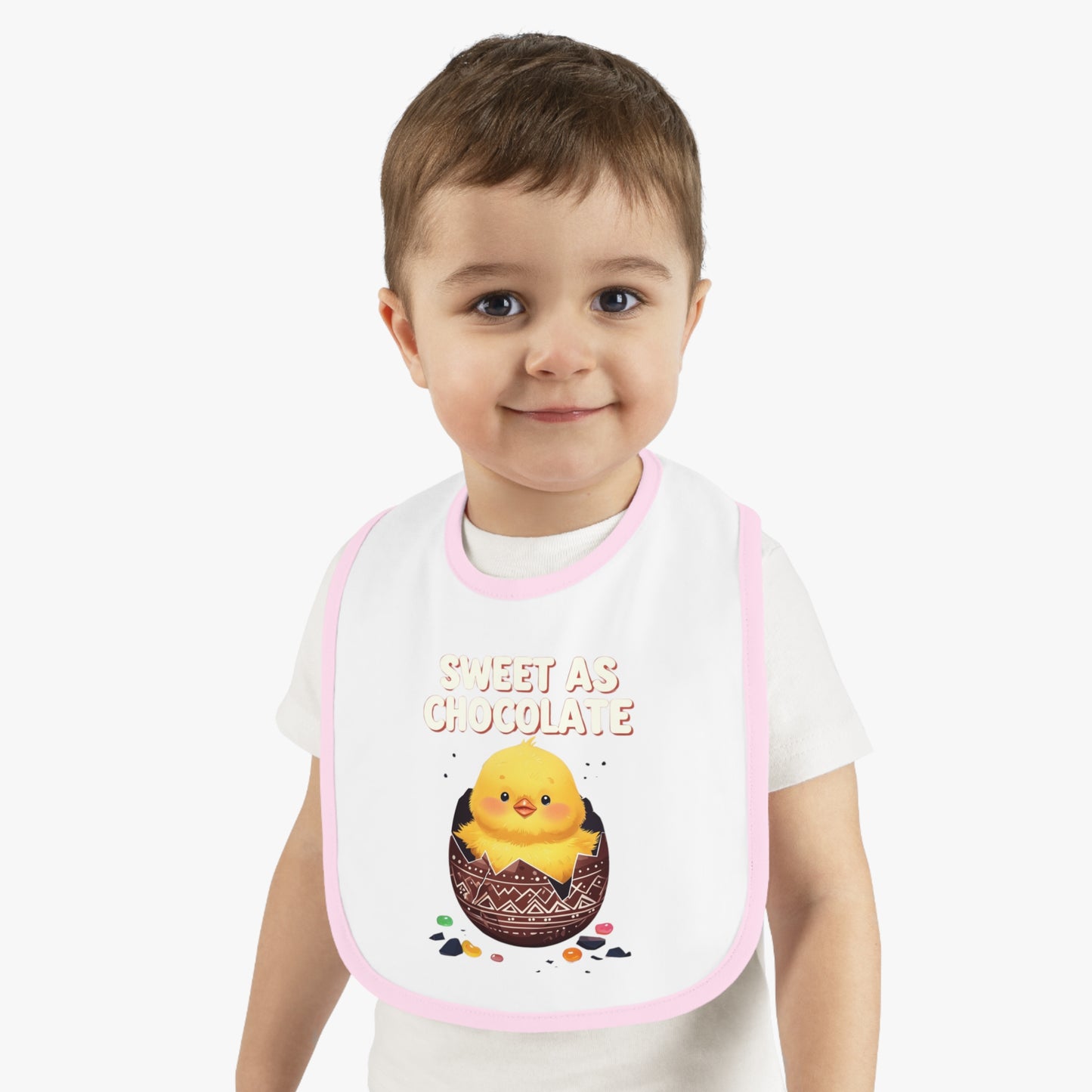 Sweet As Chocolate Baby Bib - Cute Contrast Trim Bib for Mess-Free Feeding