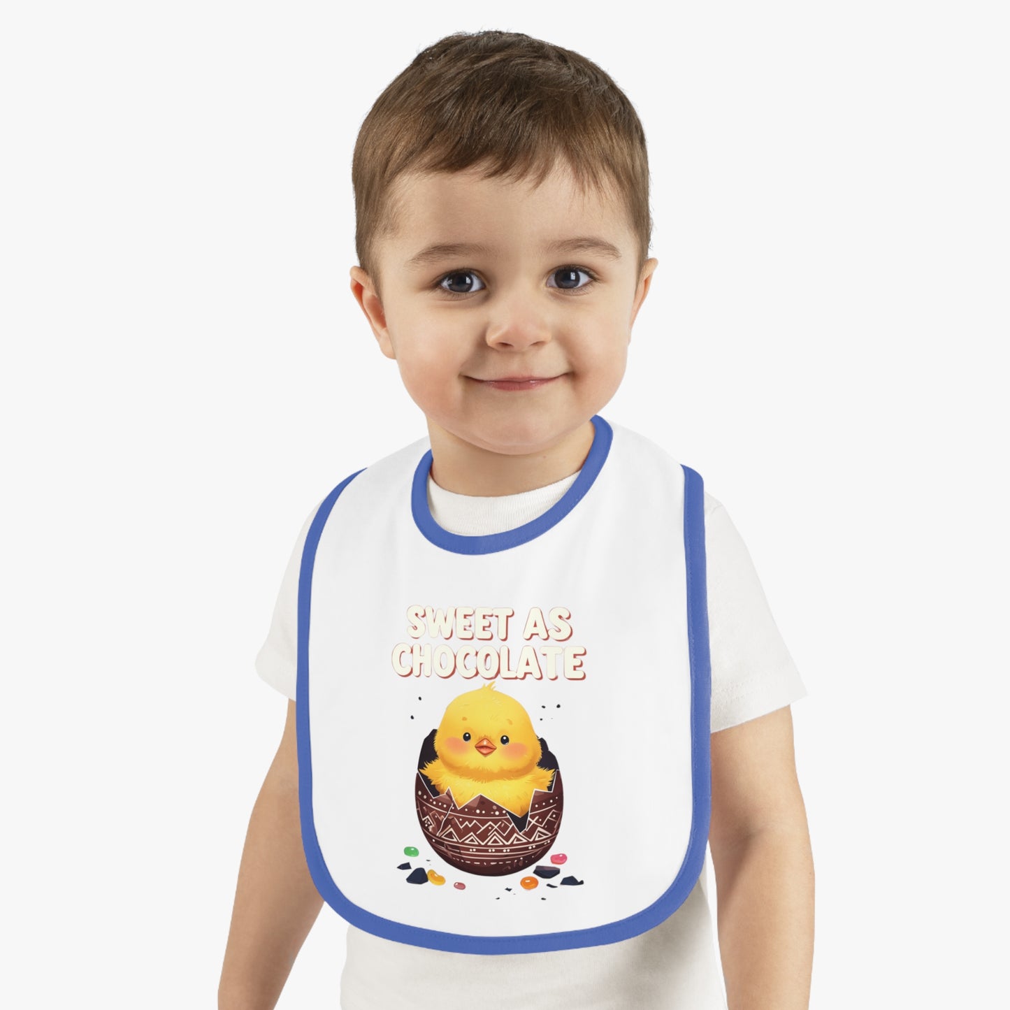 Sweet As Chocolate Baby Bib - Cute Contrast Trim Bib for Mess-Free Feeding
