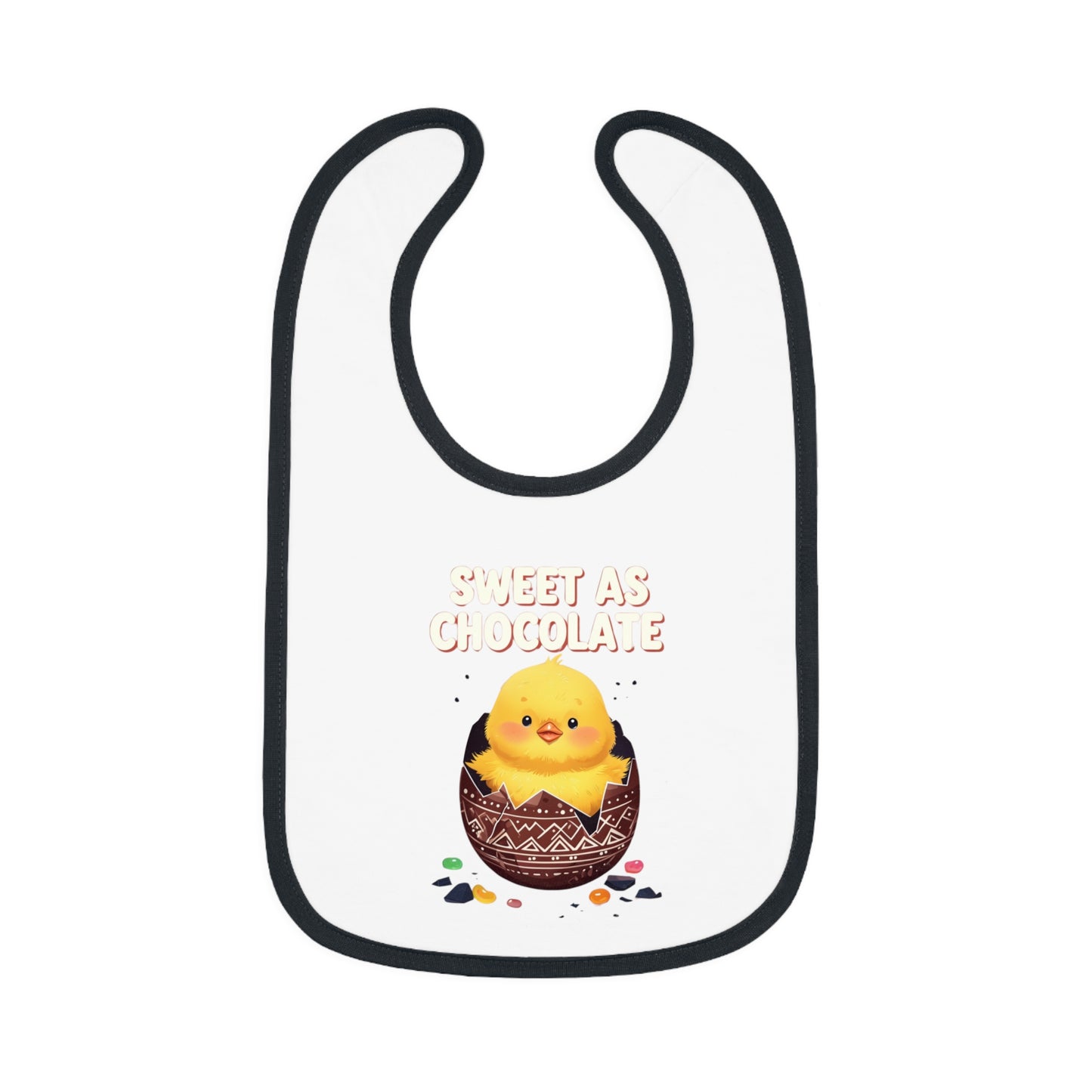 Sweet As Chocolate Baby Bib - Cute Contrast Trim Bib for Mess-Free Feeding
