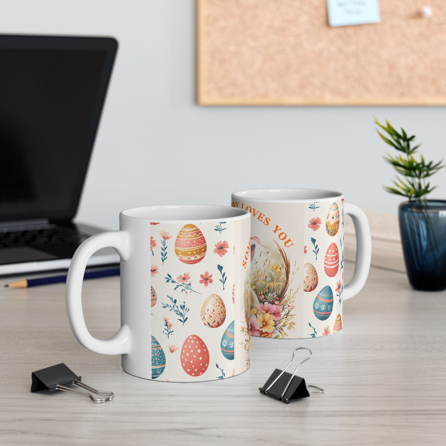 Somebunny Loves You Floral Easter Ceramic Mug