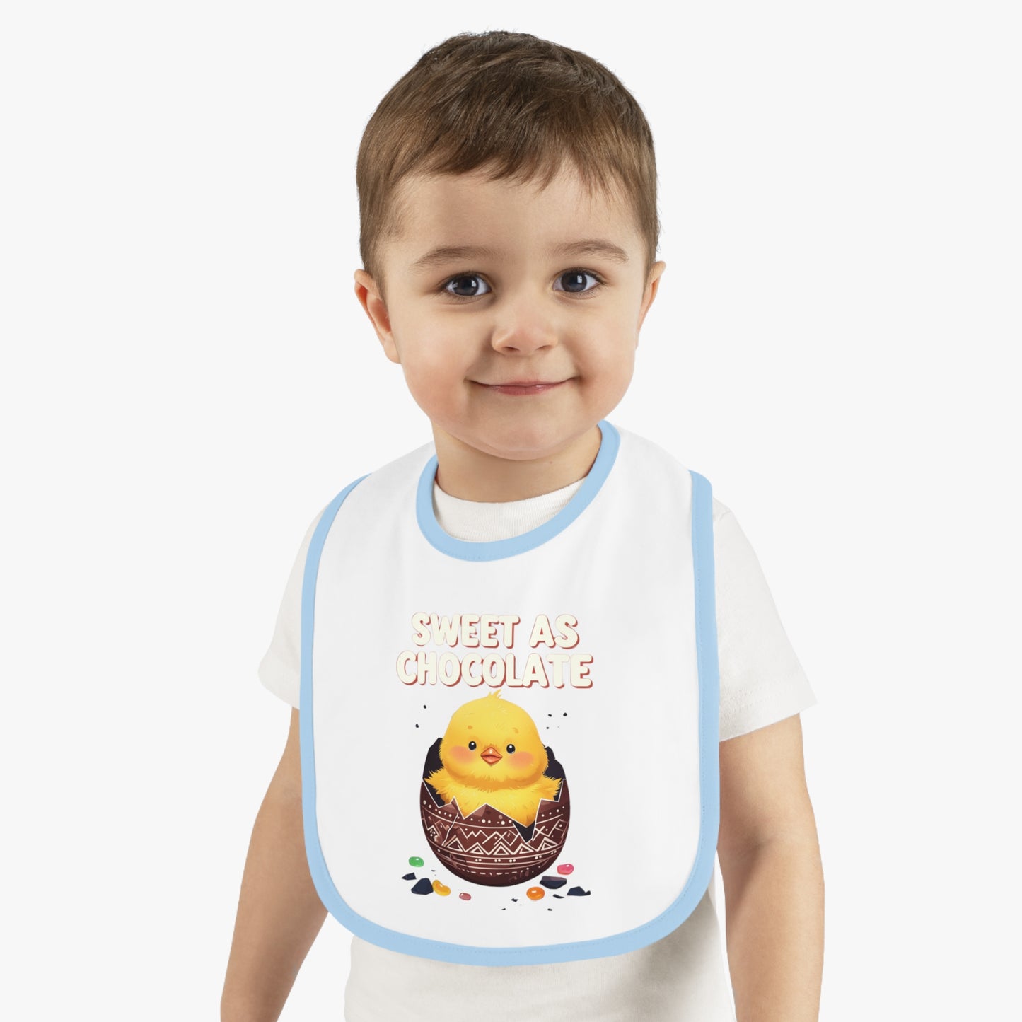 Sweet As Chocolate Baby Bib - Cute Contrast Trim Bib for Mess-Free Feeding