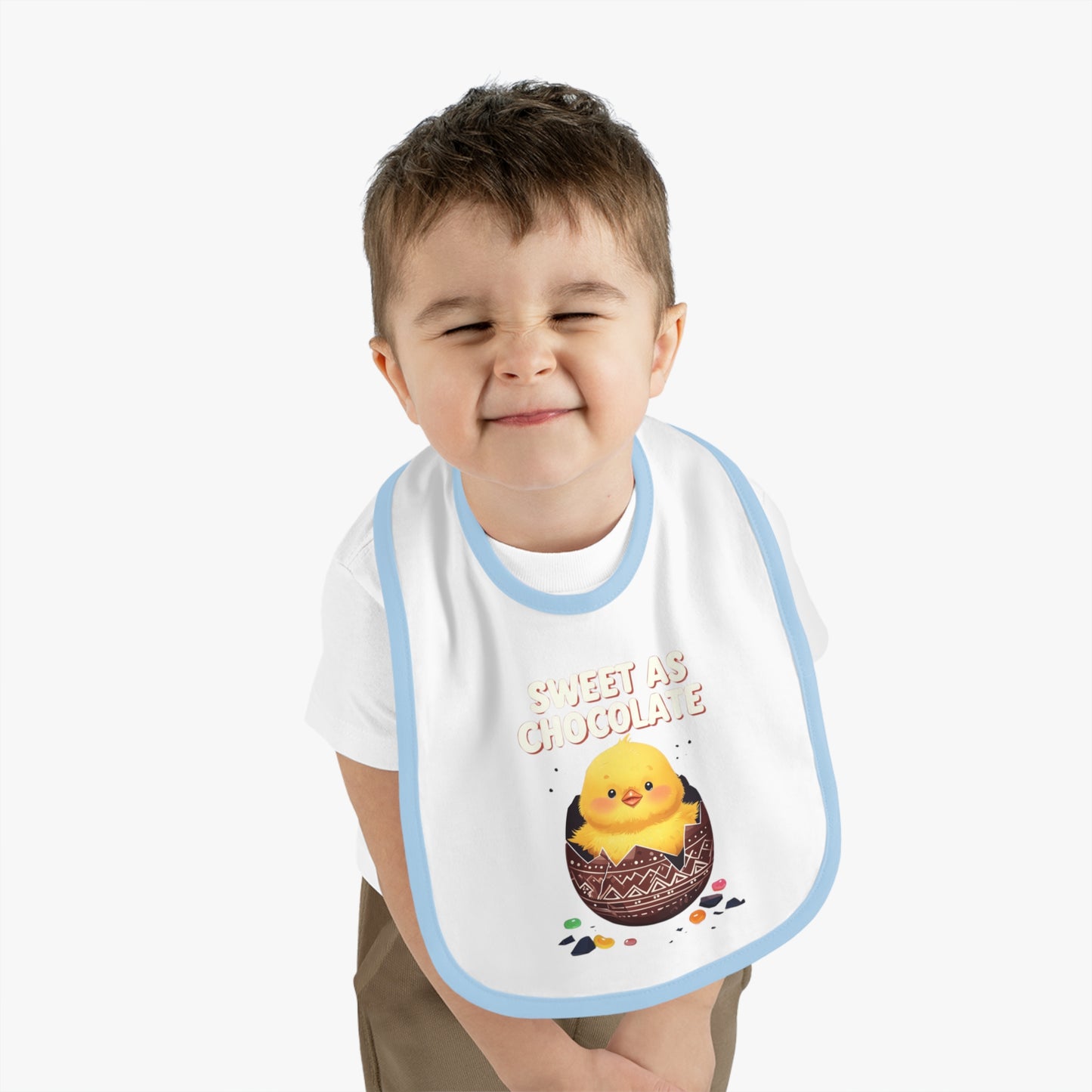 Sweet As Chocolate Baby Bib - Cute Contrast Trim Bib for Mess-Free Feeding