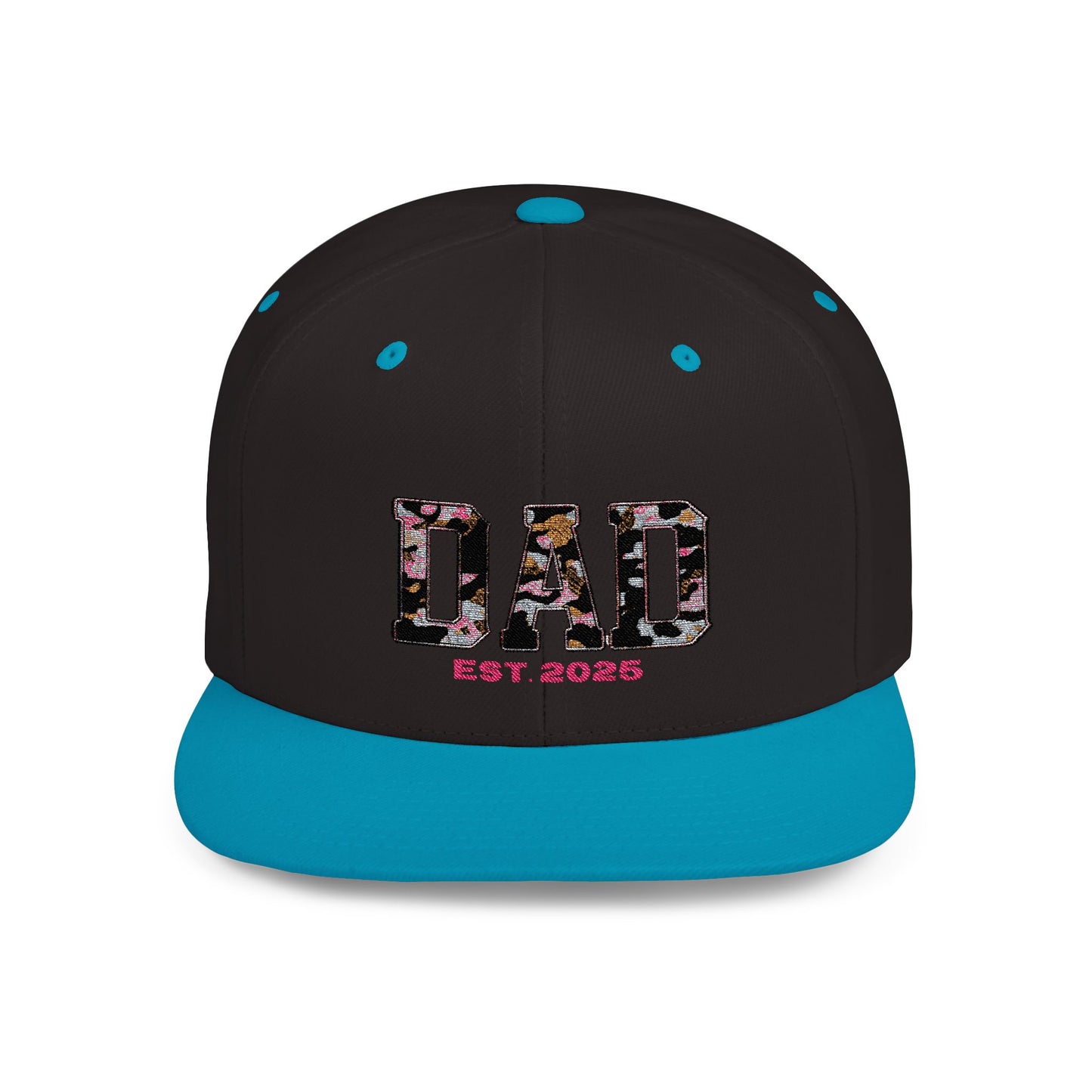Flat Bill Snapback Cap - Dad Fathers Day Birthday New Baby Personalize Gift, Add Childs Name, Holiday Hat