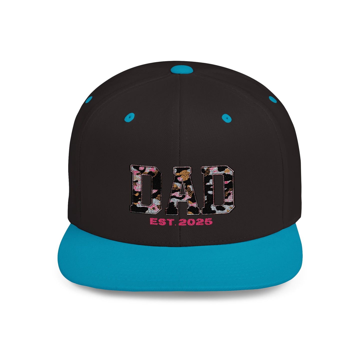 Flat Bill Snapback Cap - Dad Fathers Day Birthday New Baby Personalize Gift, Add Childs Name, Holiday Hat