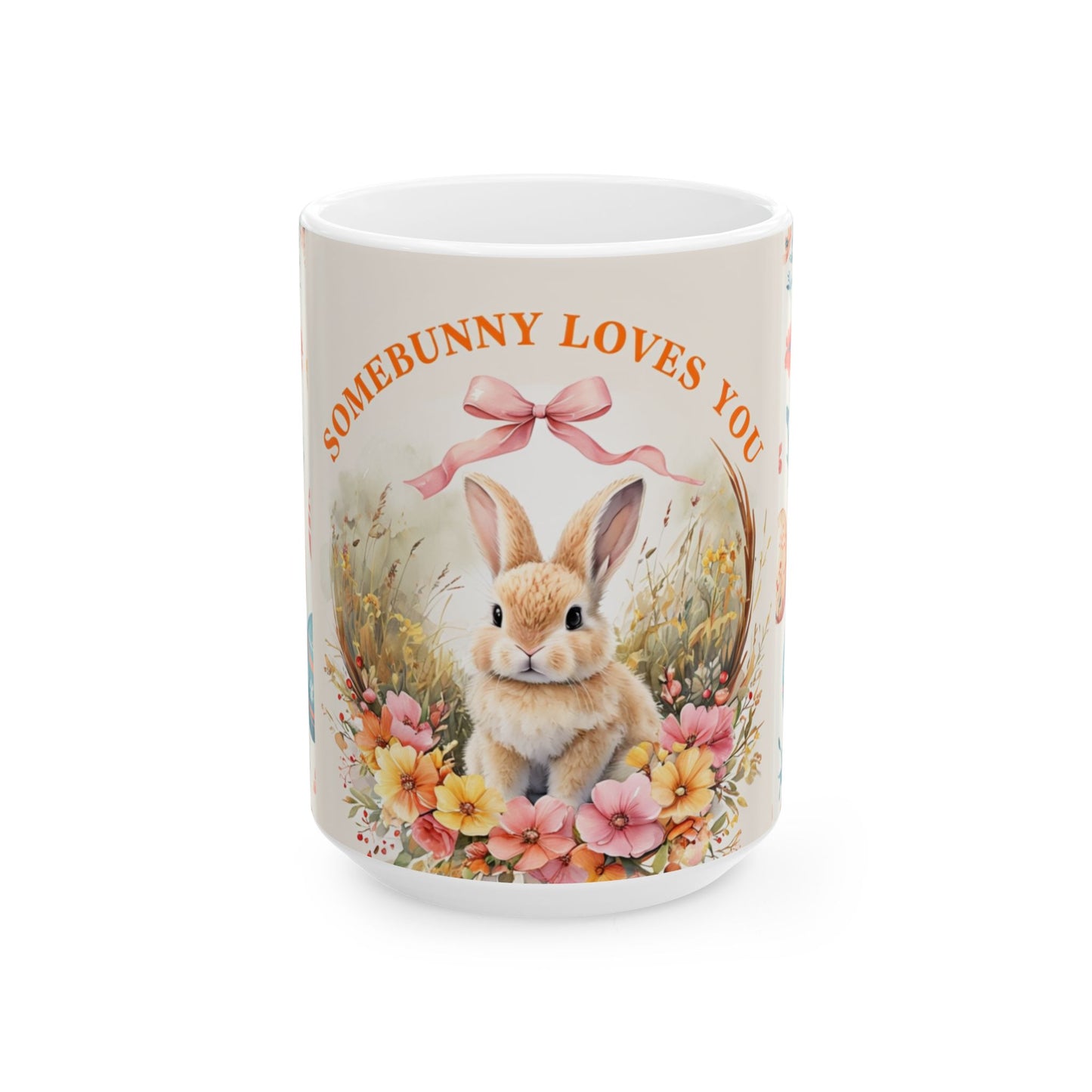 Somebunny Loves You Floral Easter Ceramic Mug
