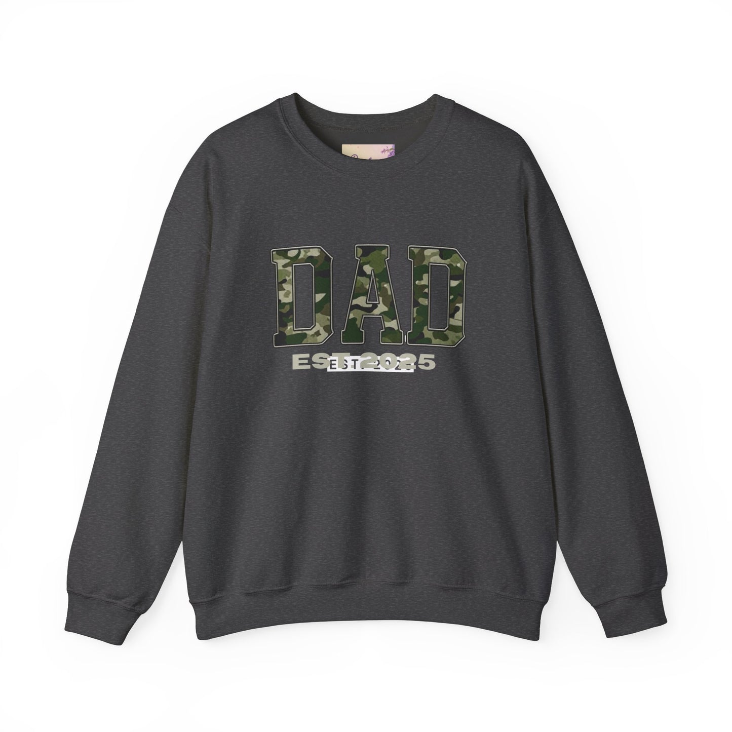 Camo Dad Crewneck Sweatshirt, Perfect Gift for New Dads, Family Gathering, Casual Style, Dad Established 2025, Unisex Sweatshirt