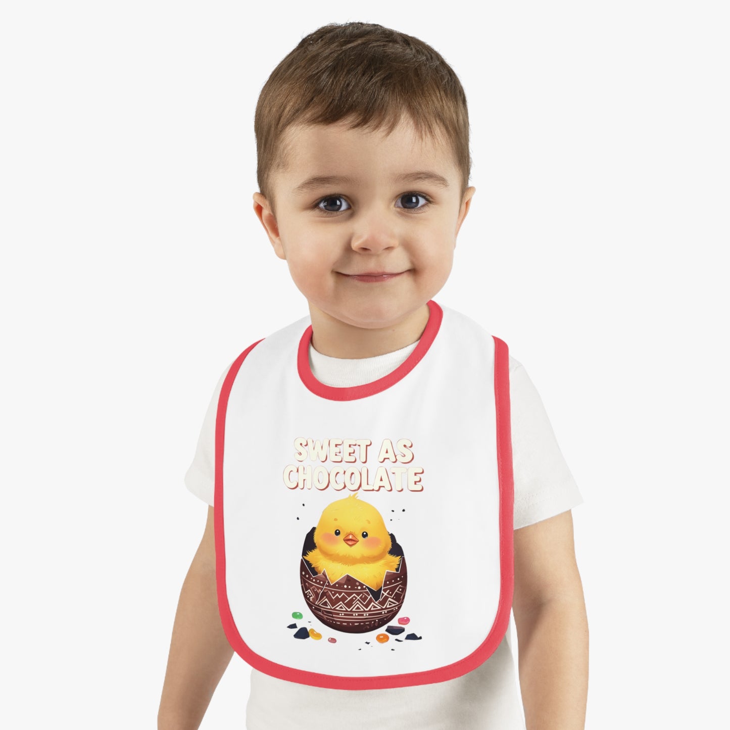 Sweet As Chocolate Baby Bib - Cute Contrast Trim Bib for Mess-Free Feeding