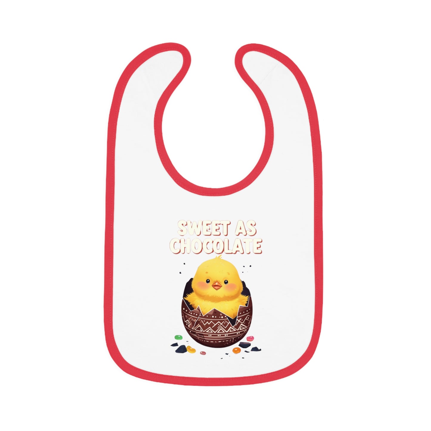 Sweet As Chocolate Baby Bib - Cute Contrast Trim Bib for Mess-Free Feeding