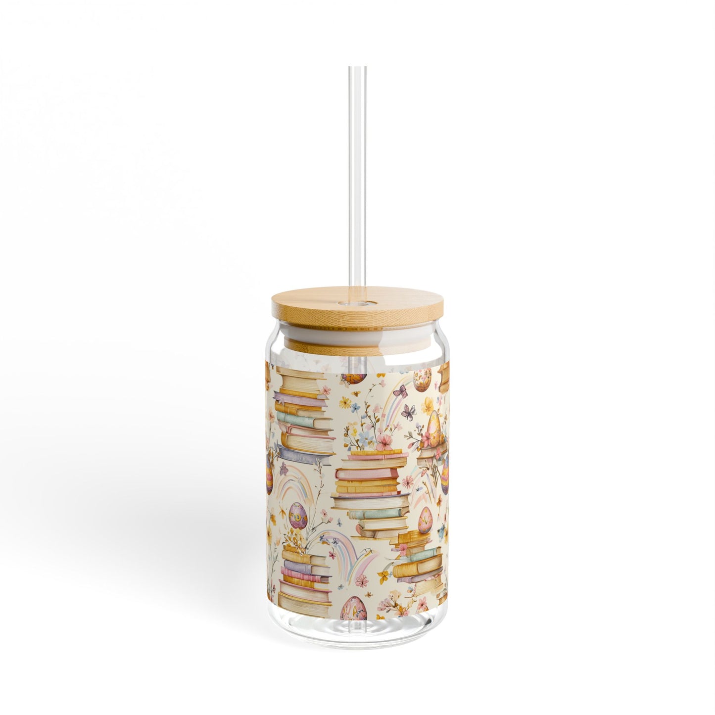 Easter Literary Garden Sipper Glass | 16oz Floral Book Design
