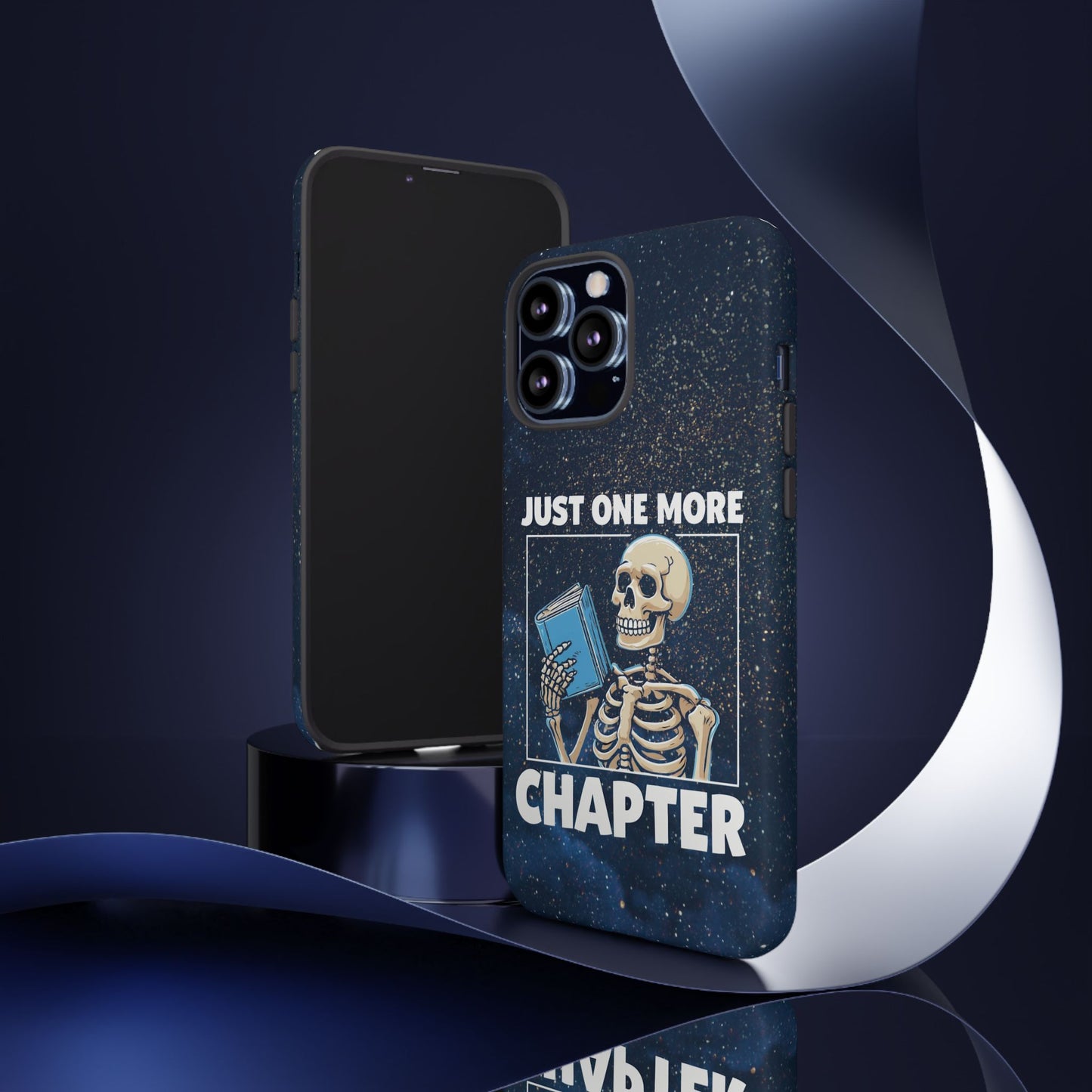 "Just One More Chapter" Skeleton Book Lover Phone Case - Perfect for Bookworms, Readers, Halloween, Gift for Her, Just One More Chapter