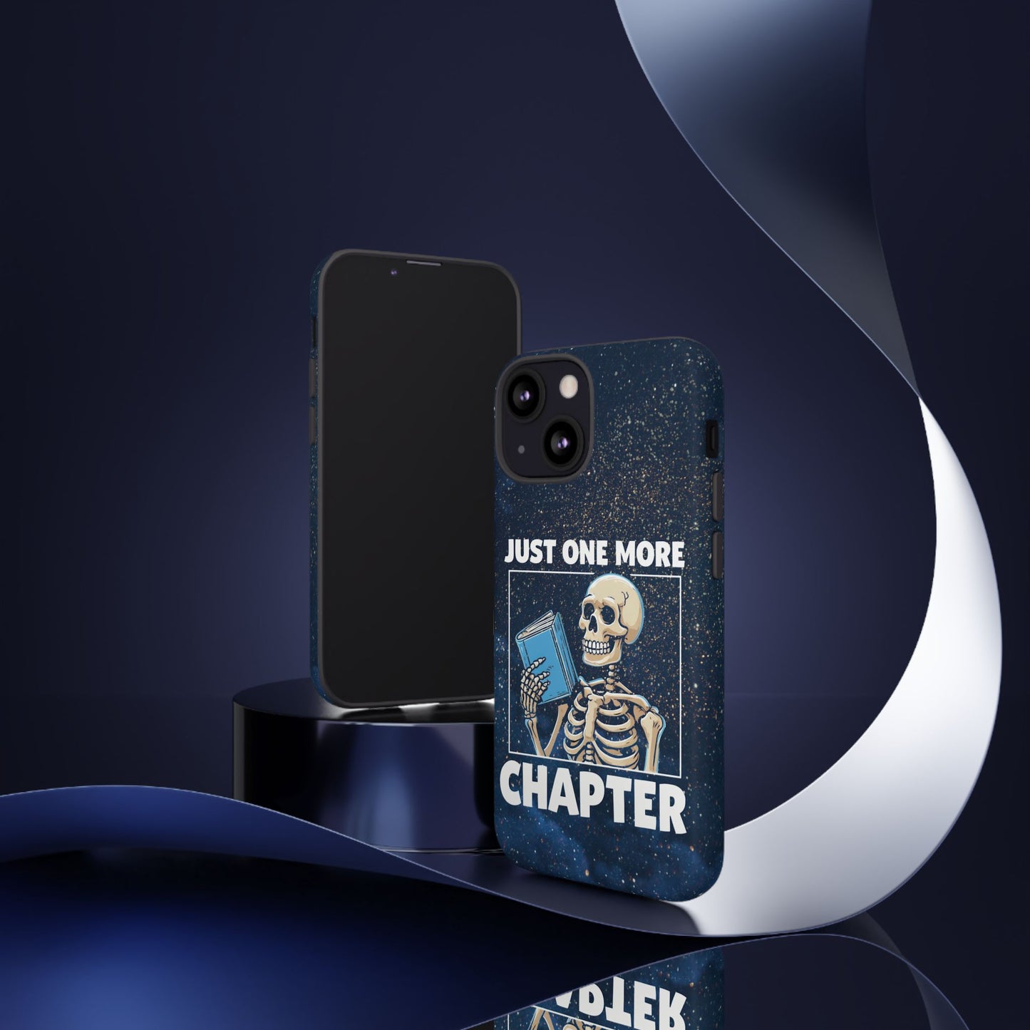 "Just One More Chapter" Skeleton Book Lover Phone Case - Perfect for Bookworms, Readers, Halloween, Gift for Her, Just One More Chapter