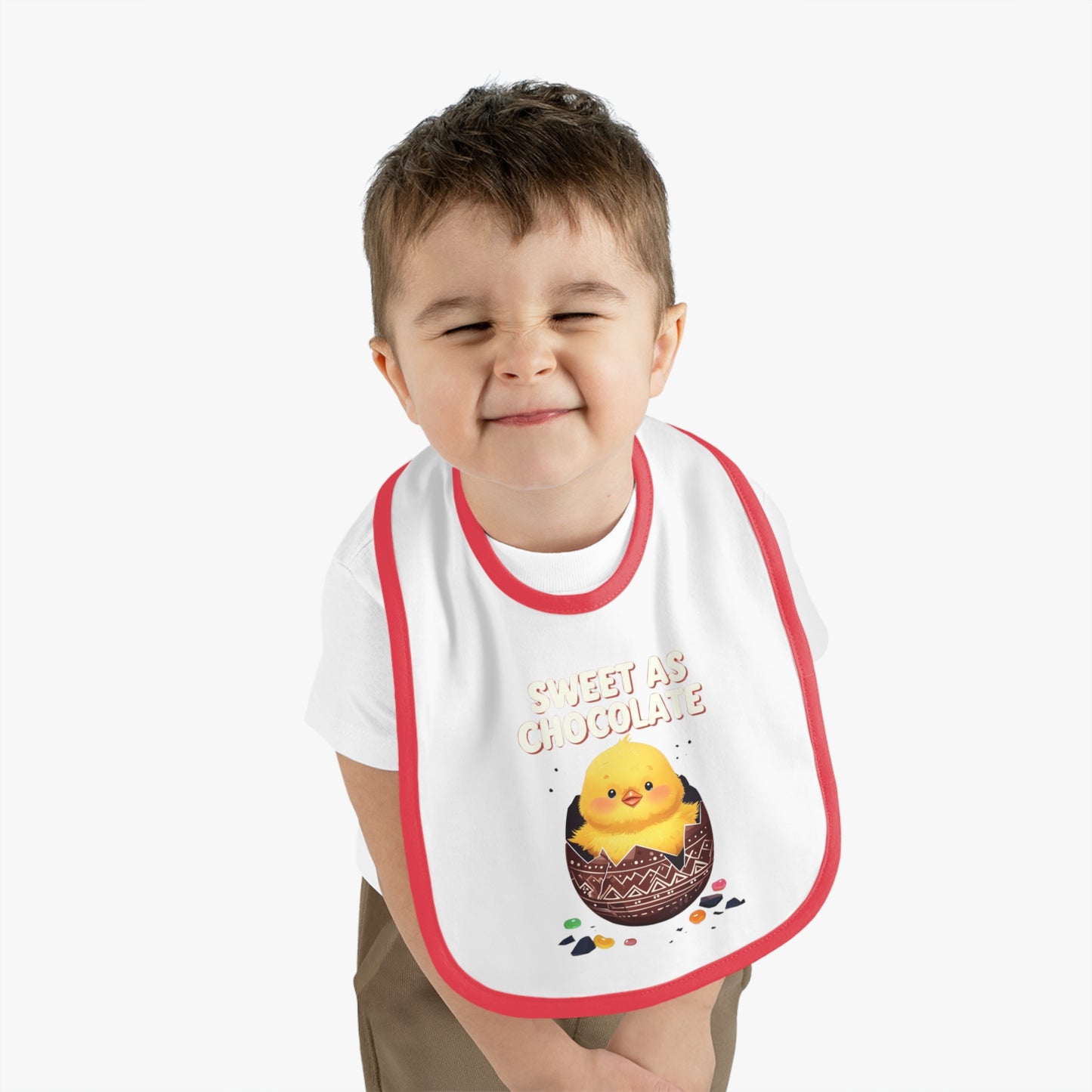 Sweet As Chocolate Baby Bib - Cute Contrast Trim Bib for Mess-Free Feeding