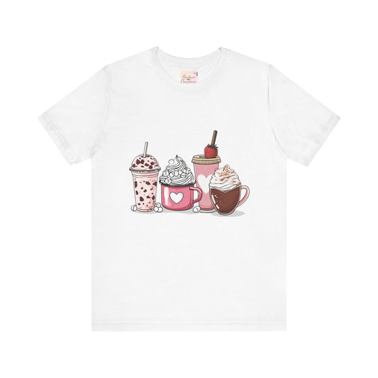 Valentine Coffee Lover Unisex Tee, Personalized Gift Shirt, Short Sleeve Top for Valentine's Day
